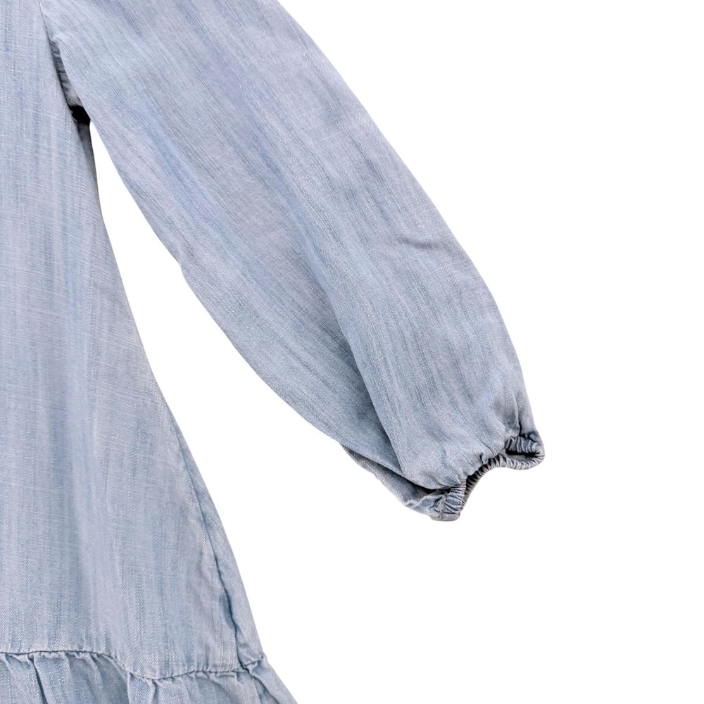 Vineyard Vines Girls Light Blue Chambray Ruffle Drop Waist Dress Size M 10-12 - Picture 3 of 10